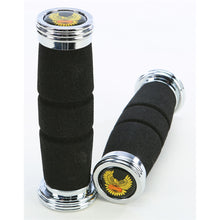 Emgo Roadhawk Grips Black with Chrome End Cap 7/8"x5.5" 42-40600_7774
