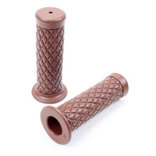 2FastMoto 1" Motorcycle Light Brown Retro Diamond Pattern Grip Pair  01-23126br_630399