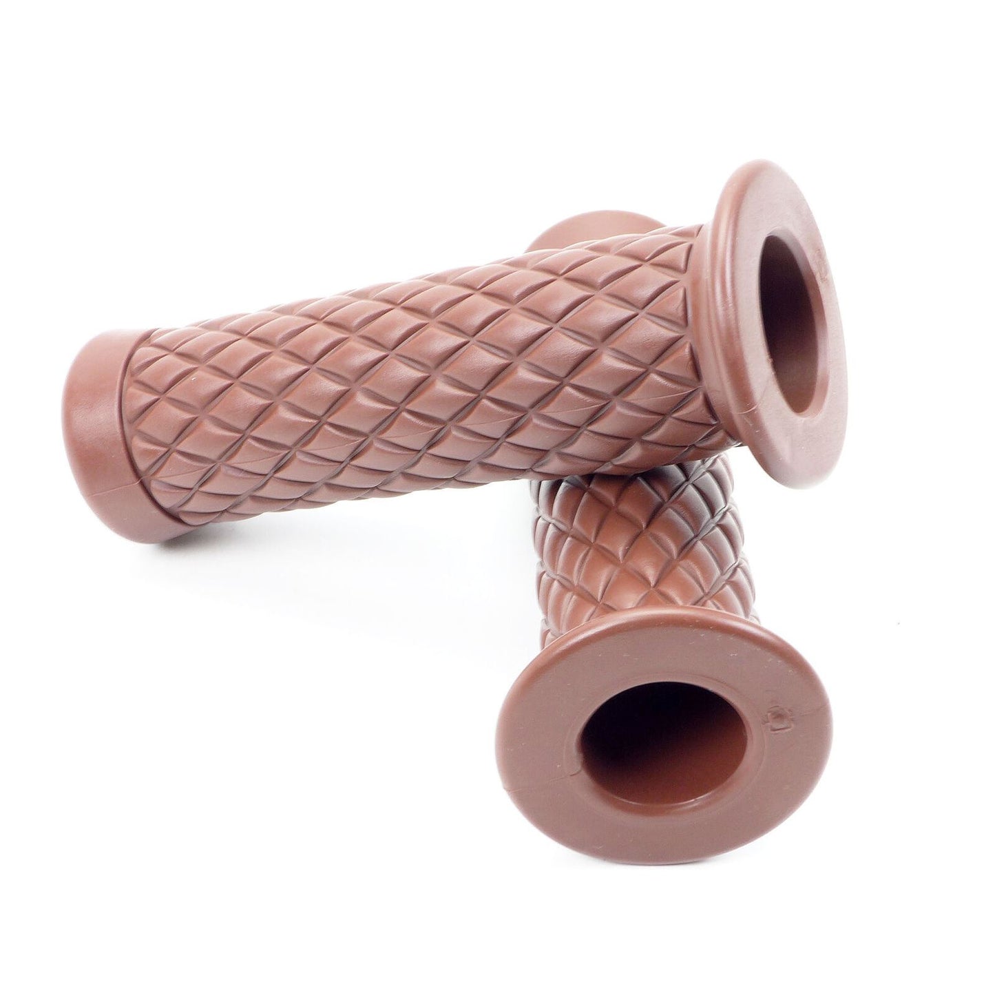 2FastMoto 1" Motorcycle Light Brown Retro Diamond Pattern Grip Pair  01-23126br_630398
