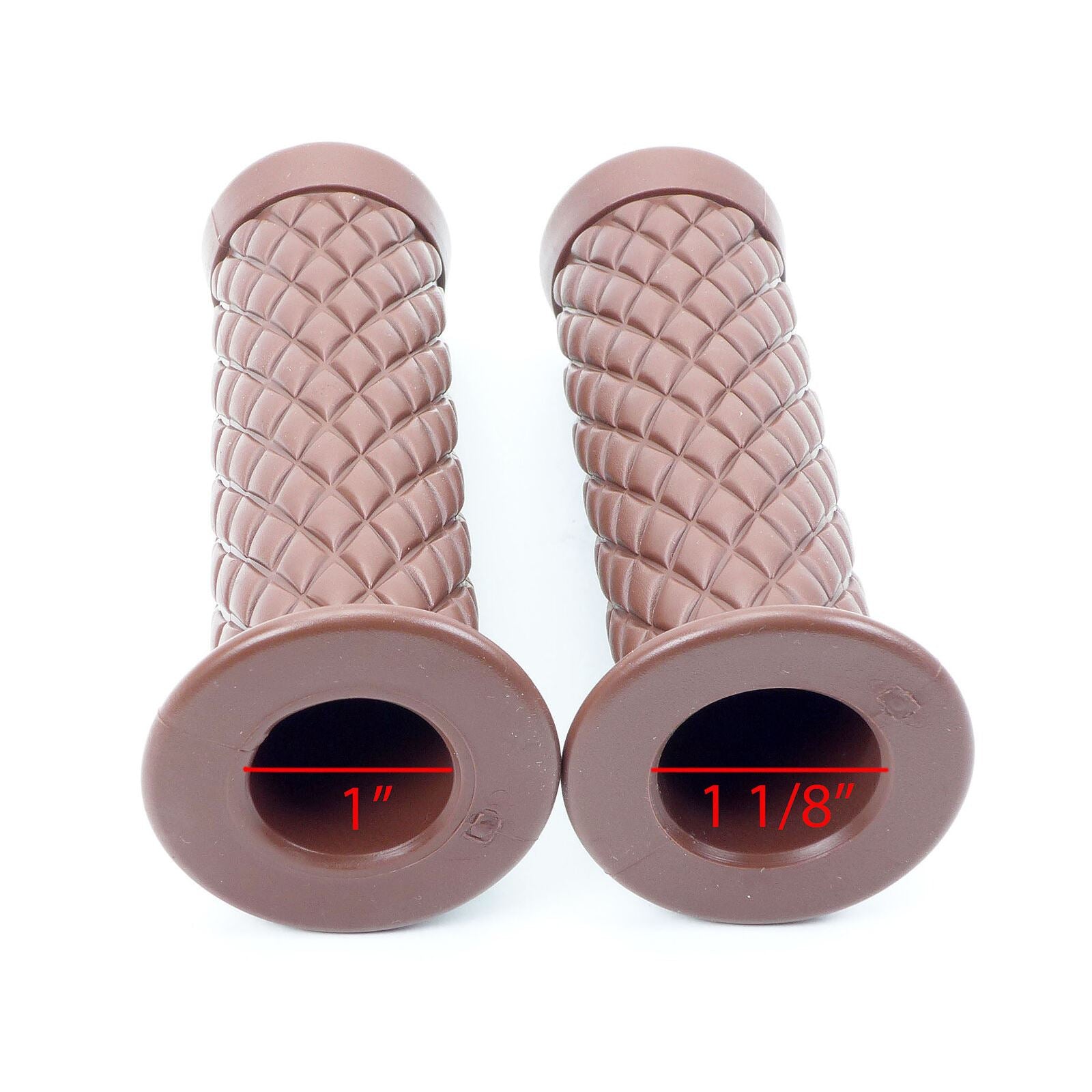 2FastMoto 1" Motorcycle Light Brown Retro Diamond Pattern Grip Pair  01-23126br_630396