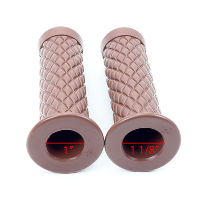 2FastMoto 1" Motorcycle Light Brown Retro Diamond Pattern Grip Pair  01-23126br_630396