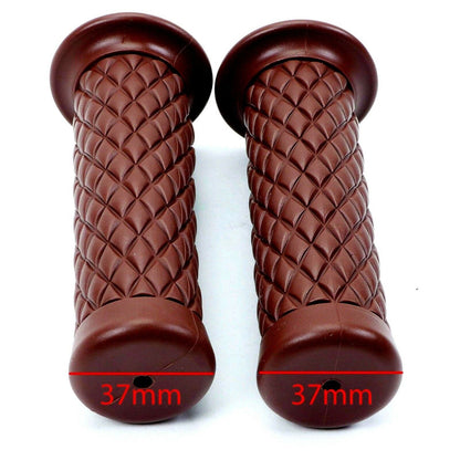 2FastMoto 1" Dark Brown Retro Diamond Pattern Grips  01-23126db_670074