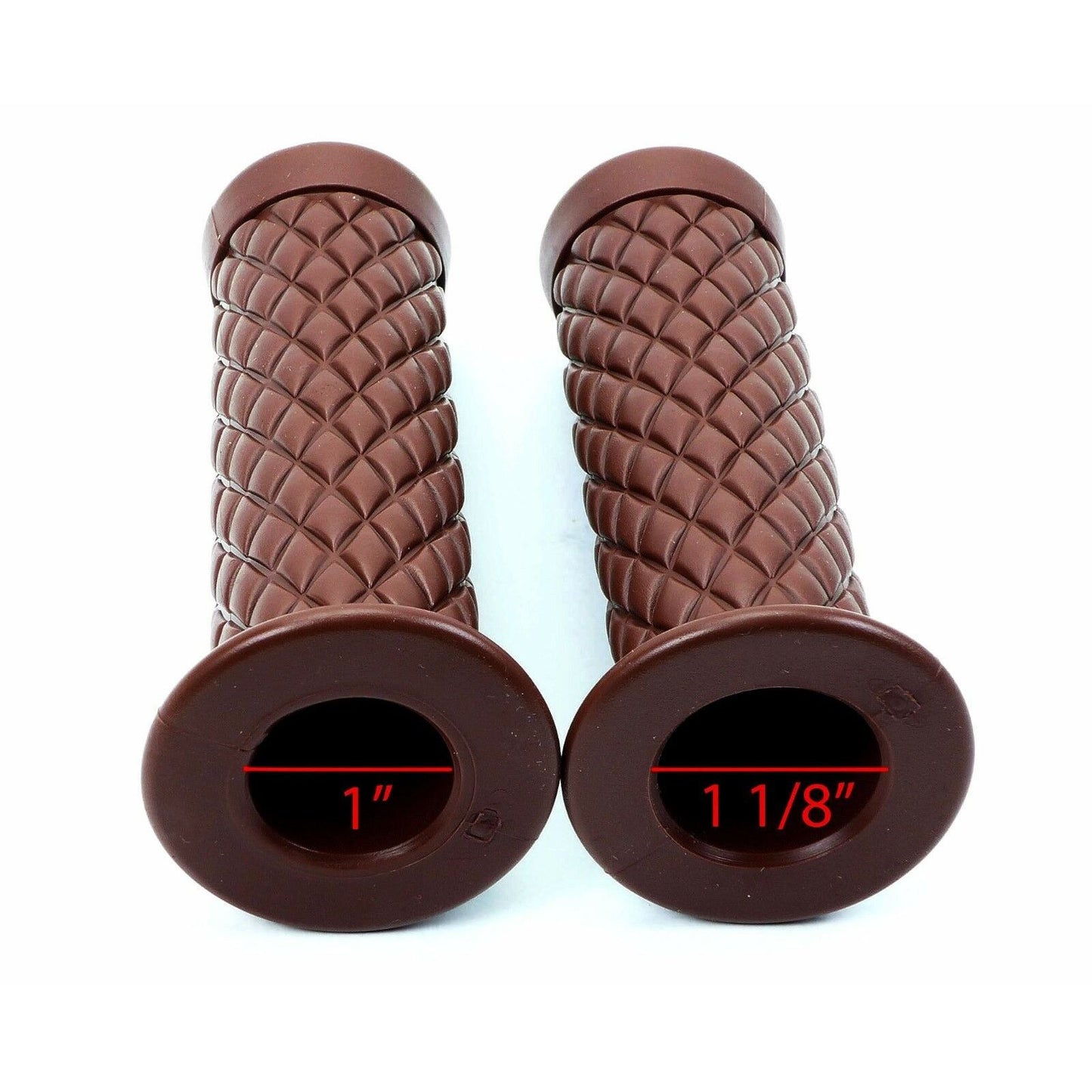 2FastMoto 1" Dark Brown Retro Diamond Pattern Grips  01-23126db_670084