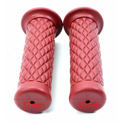2FastMoto Motorcycle Red Rubber Diamond Pattern Grips Pair for 1" Handlebar 01-23126dr_632538