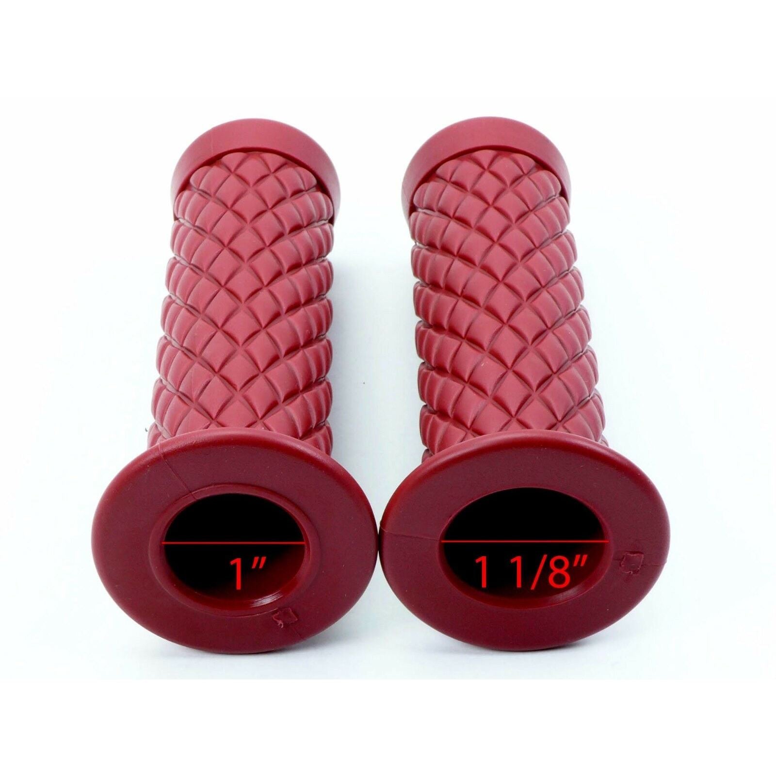 2FastMoto Motorcycle Red Rubber Diamond Pattern Grips Pair for 1" Handlebar 01-23126dr_632537