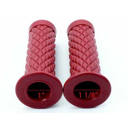2FastMoto Motorcycle Red Rubber Diamond Pattern Grips Pair for 1" Handlebar 01-23126dr_632537