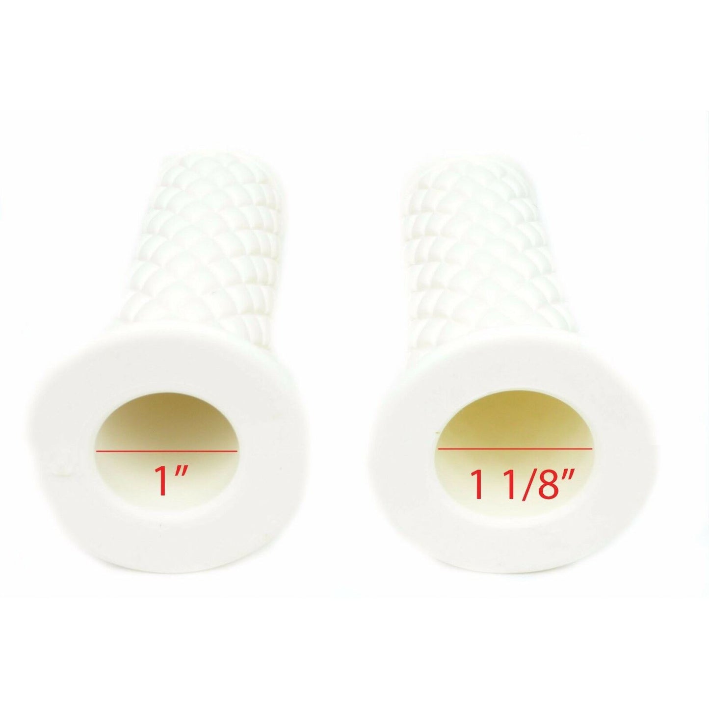 2FastMoto 1" Rubber Grips Retro Diamond Pattern White for Motorcycles 01-23126w_632638
