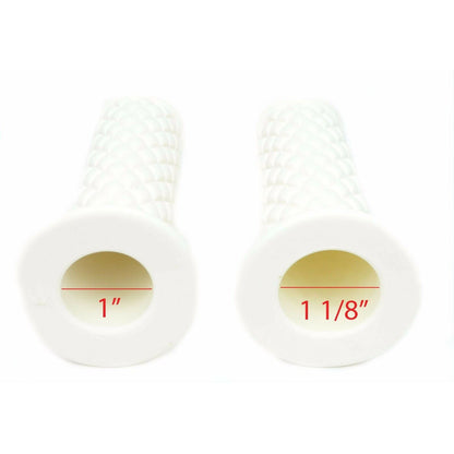 2FastMoto 1" Rubber Grips Retro Diamond Pattern White for Motorcycles 01-23126w_632638