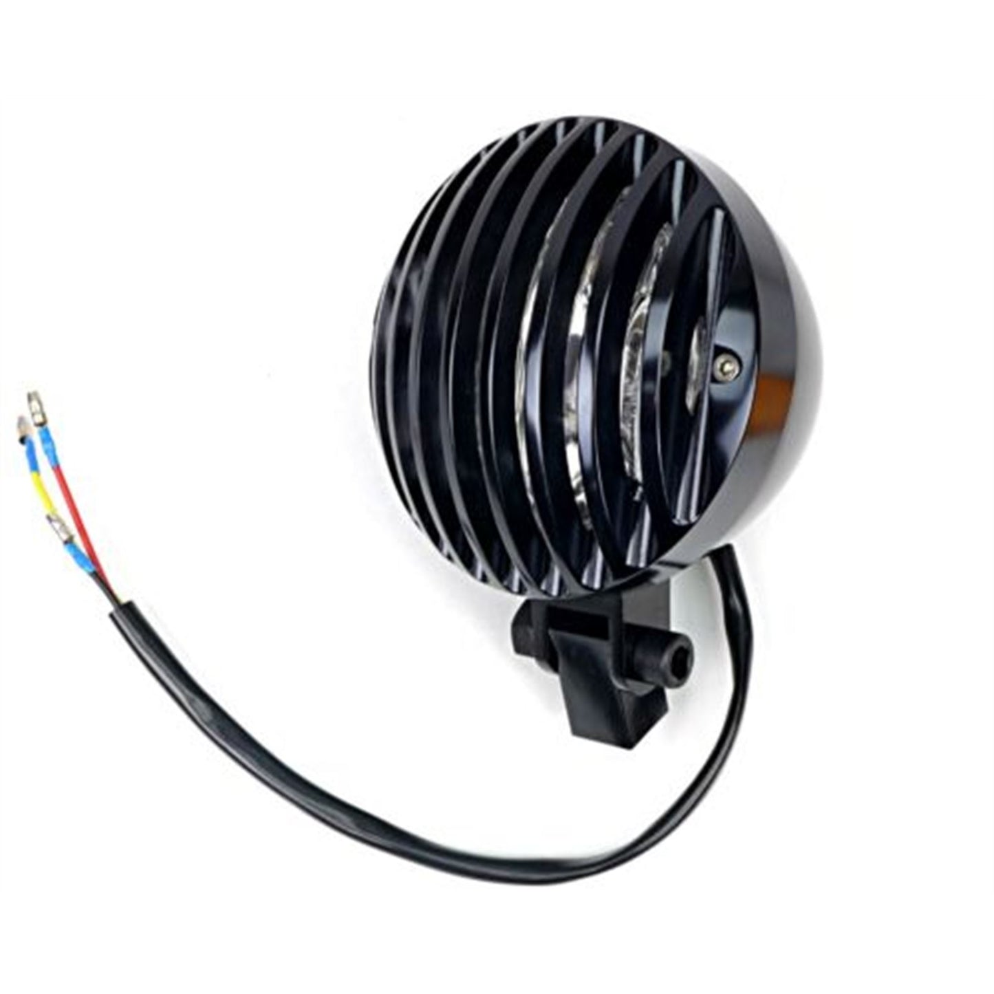 Custom Finned Black Tear Drop Headlight 12V H4 For Motorcycles_671635