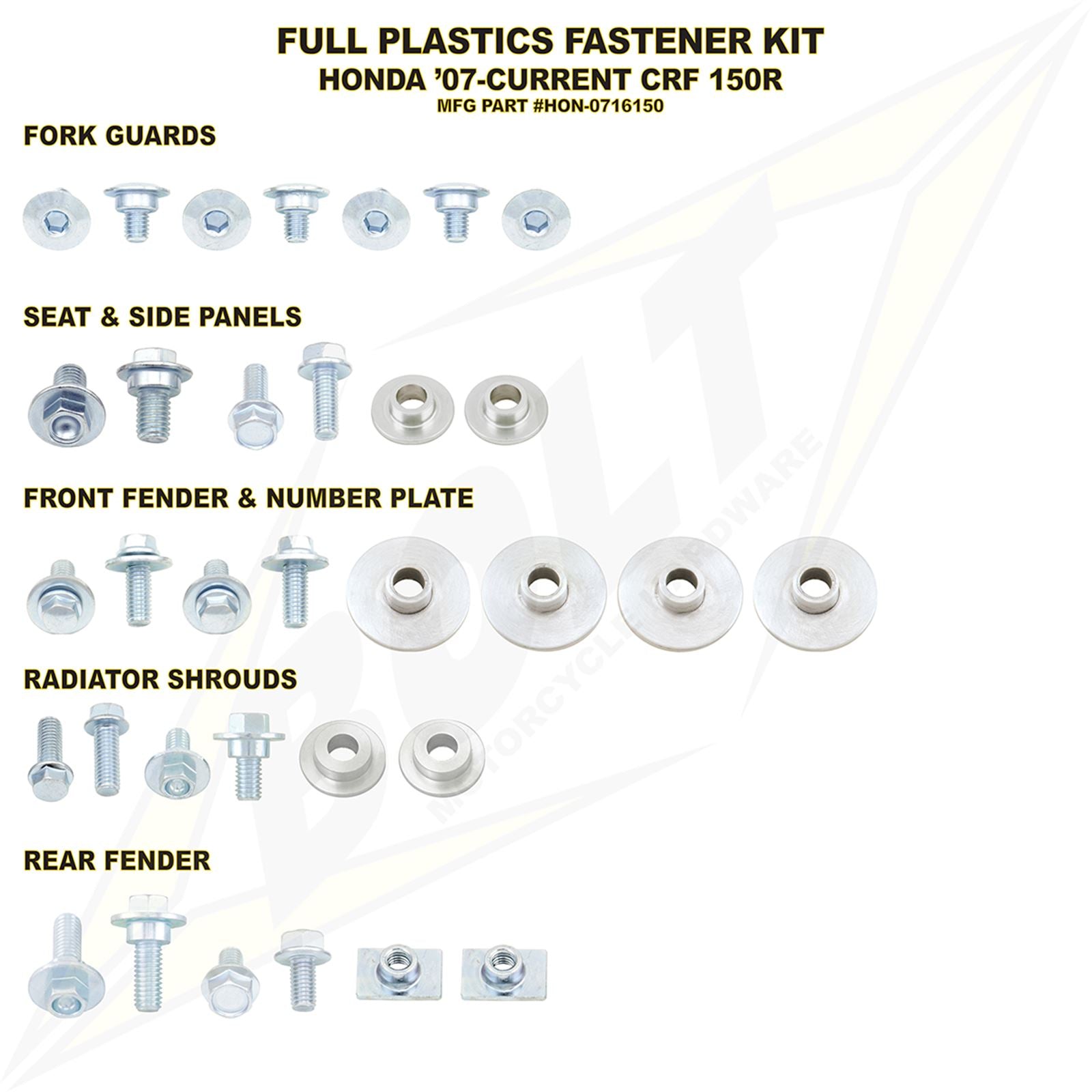 Bolt MC Hardware Full Plastic Fastener Kit for Honda HON-0716150_354302
