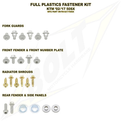 Bolt MC Hardware Full Plastic Fastener Kit for KTM KTM-021750SX_354296