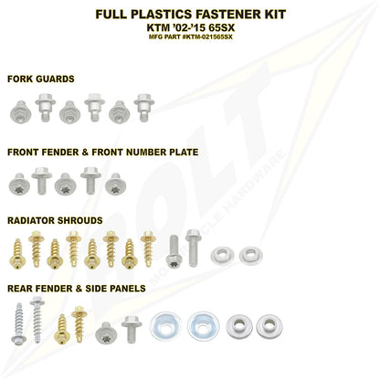 Bolt MC Hardware Full Plastic Fastener Kit for KTM KTM-021565SX_354297
