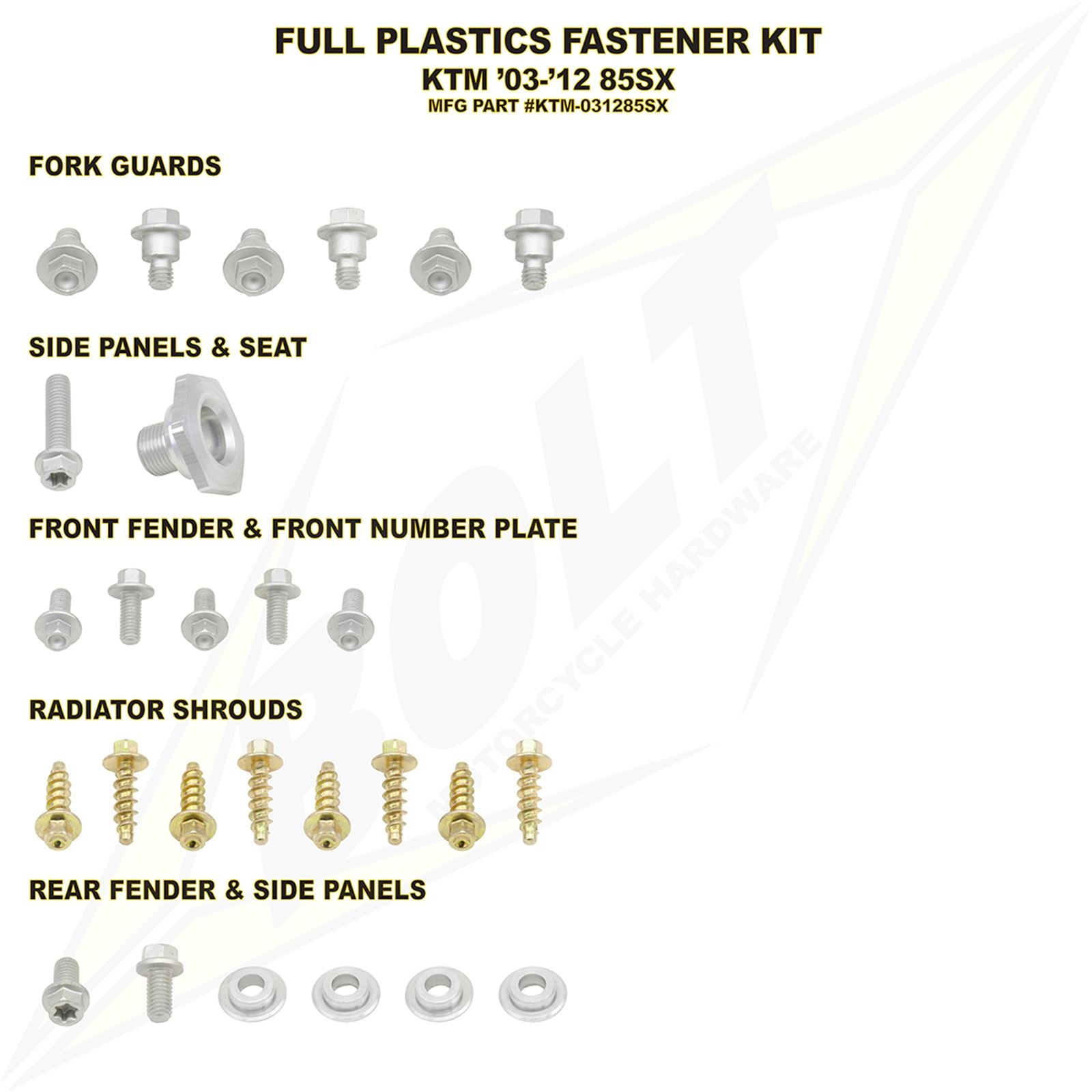 Bolt MC Hardware Full Plastic Fastener Kit for KTM KTM-031285SX_354299