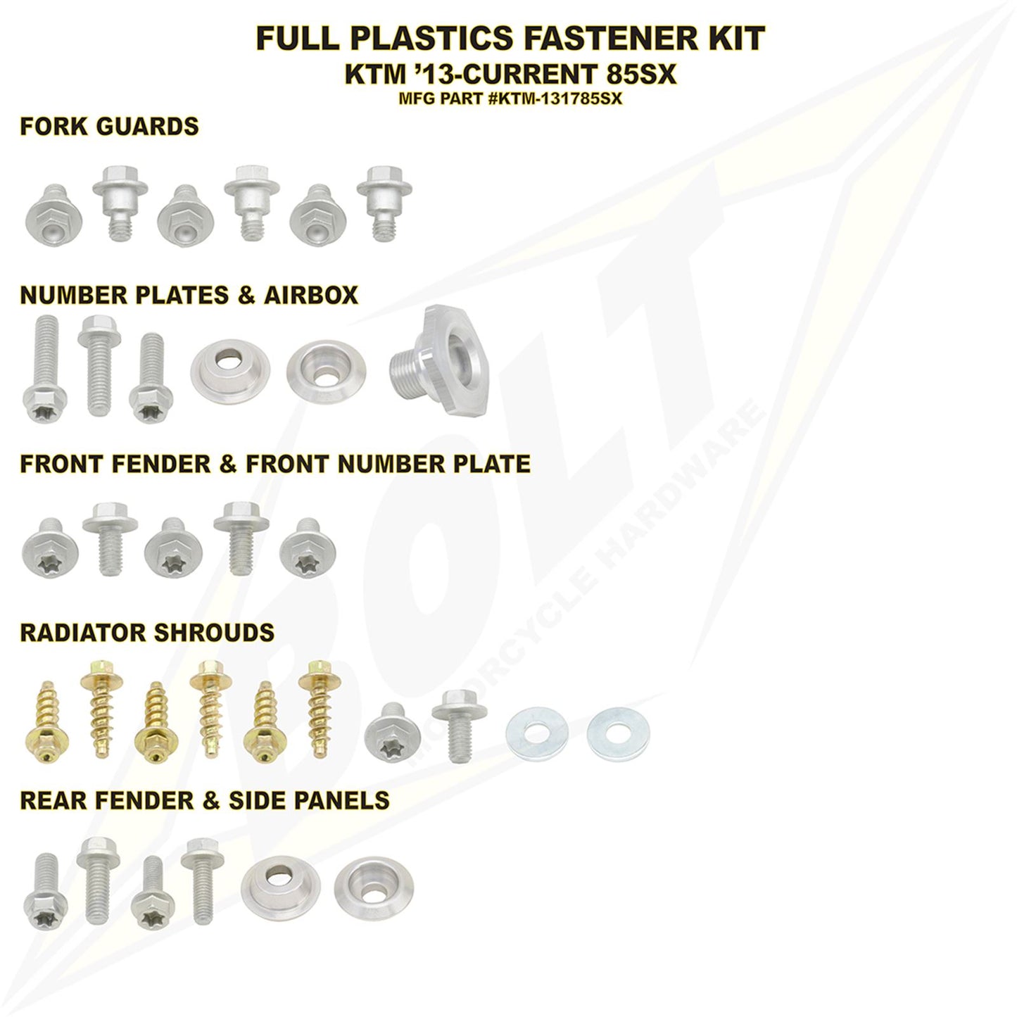 Bolt MC Hardware Full Plastic Fastener Kit for KTM KTM-131785SX_354300