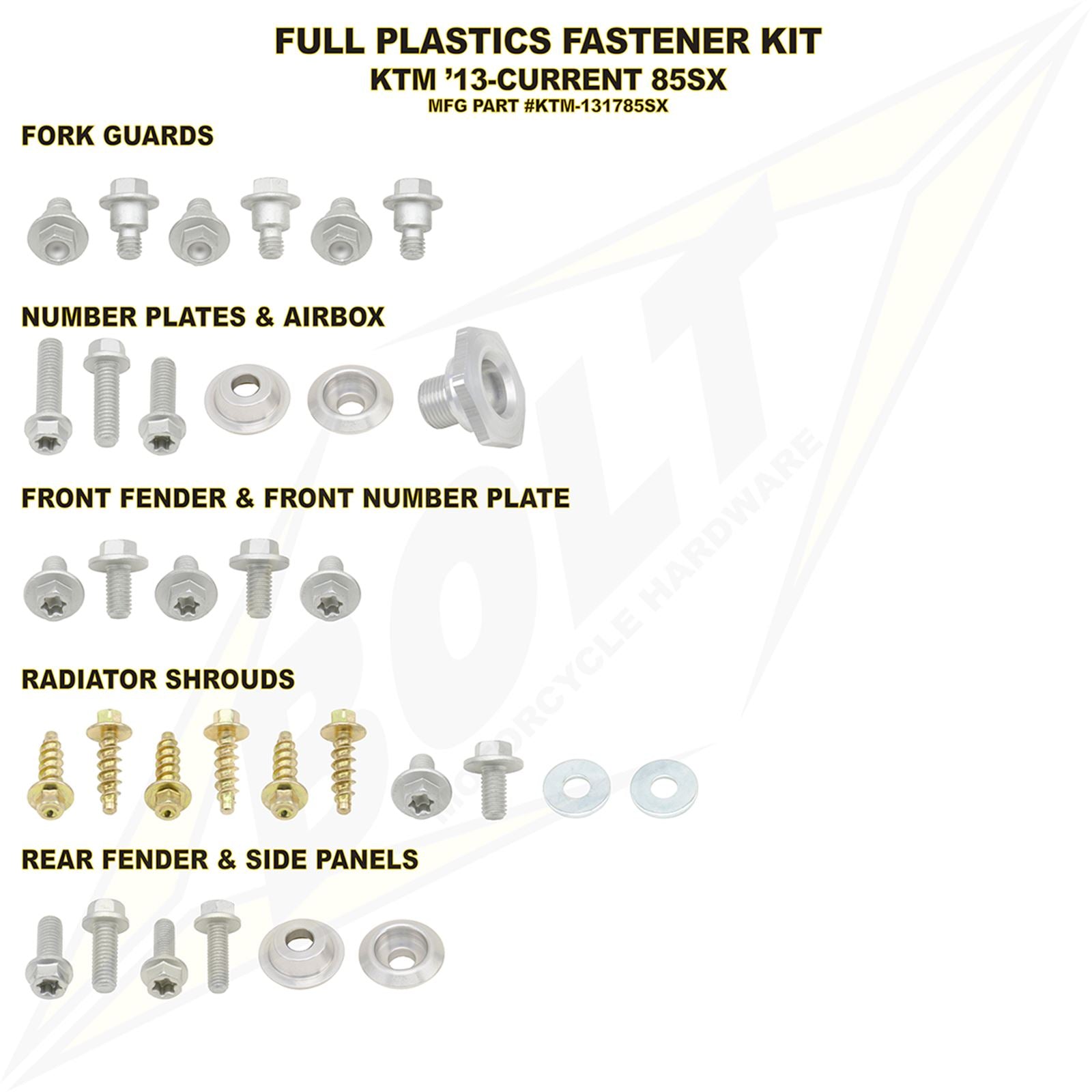 Bolt MC Hardware Full Plastic Fastener Kit for KTM KTM-131785SX_354300