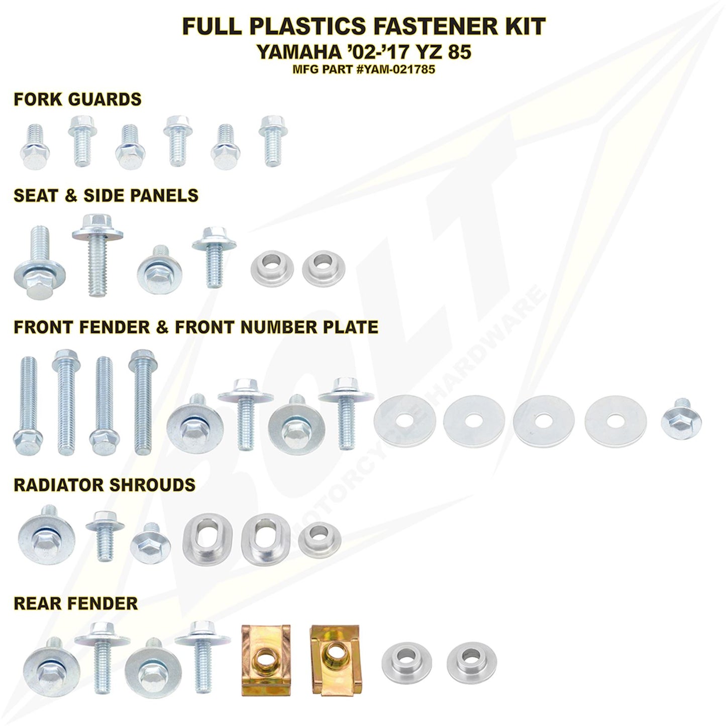 Bolt MC Hardware Full Plastic Fastener Kit for Yamaha YAM-021785_354301