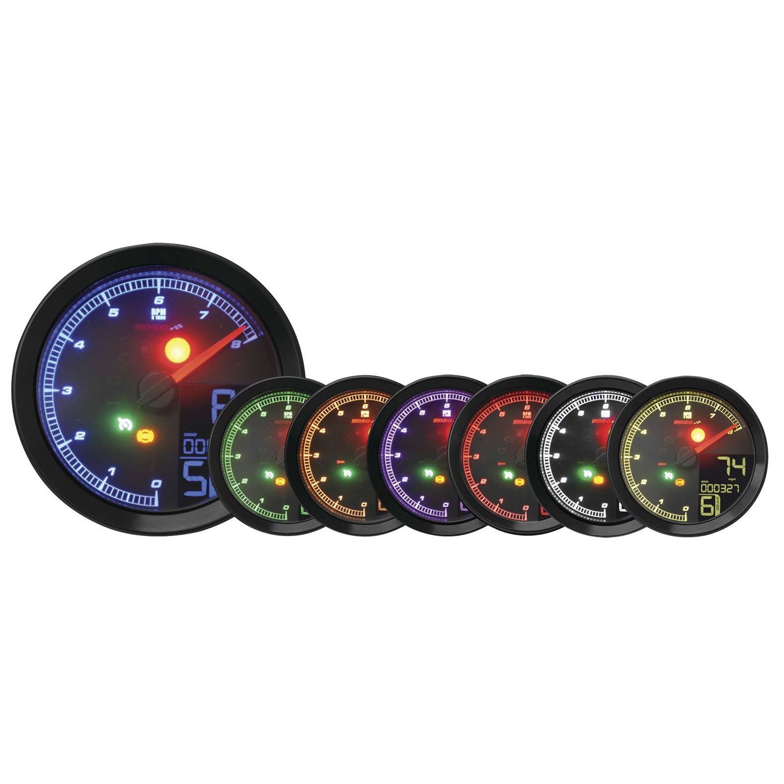 Koso Speedometer/Tachometer Black Bezel LCD Color Change Display BA051211_22808