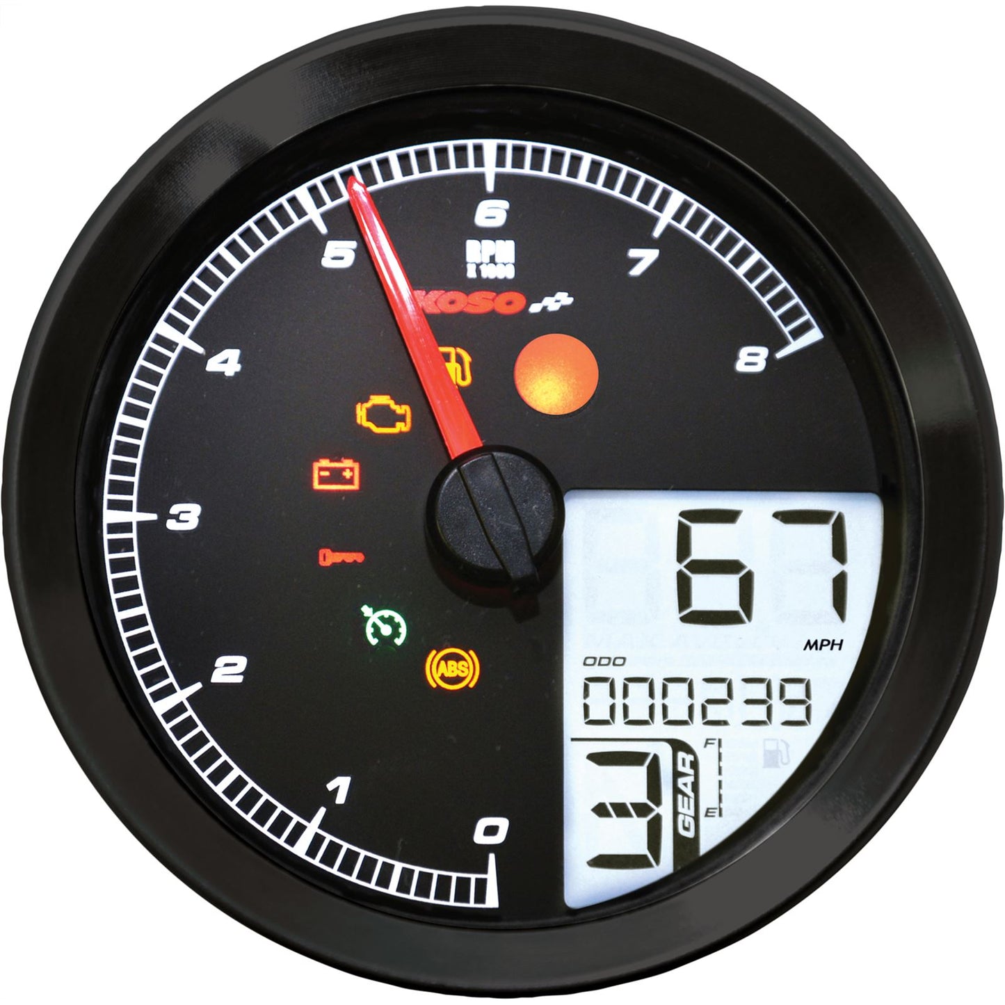Koso Speedometer/Tachometer Black Bezel LCD Color Change Display BA051211_22810
