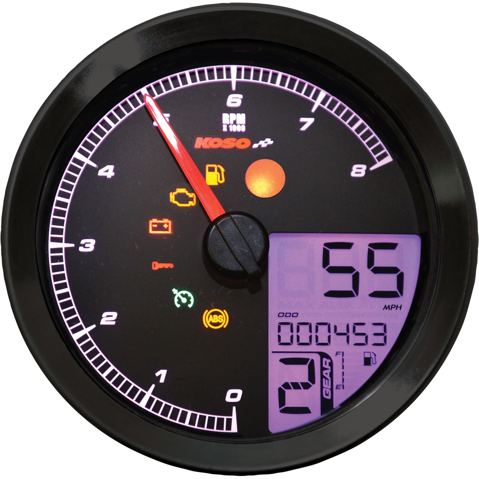 Koso Speedometer/Tachometer Black Bezel LCD Color Change Display BA051211_22813