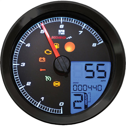 Koso Speedometer/Tachometer Black Bezel LCD Color Change Display BA051211_22816