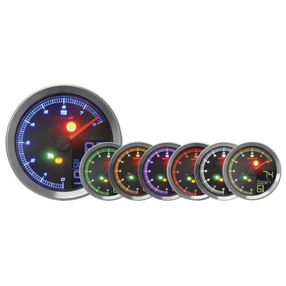 Koso Speedometer/Tachometer Silver Bezel LCD Color Change Display BA051201_22817