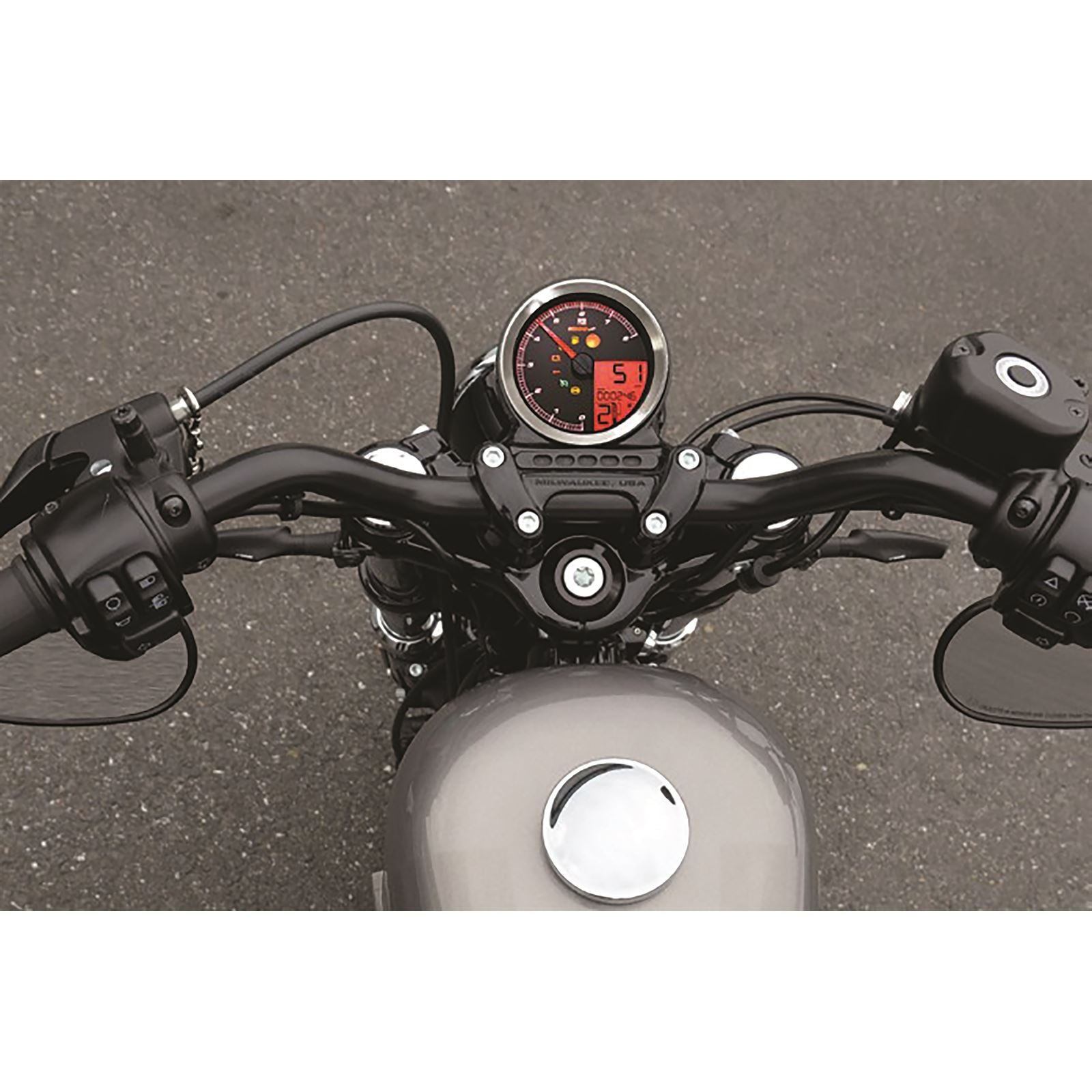 Koso Speedometer/Tachometer Silver Bezel LCD Color Change Display BA051201_22825
