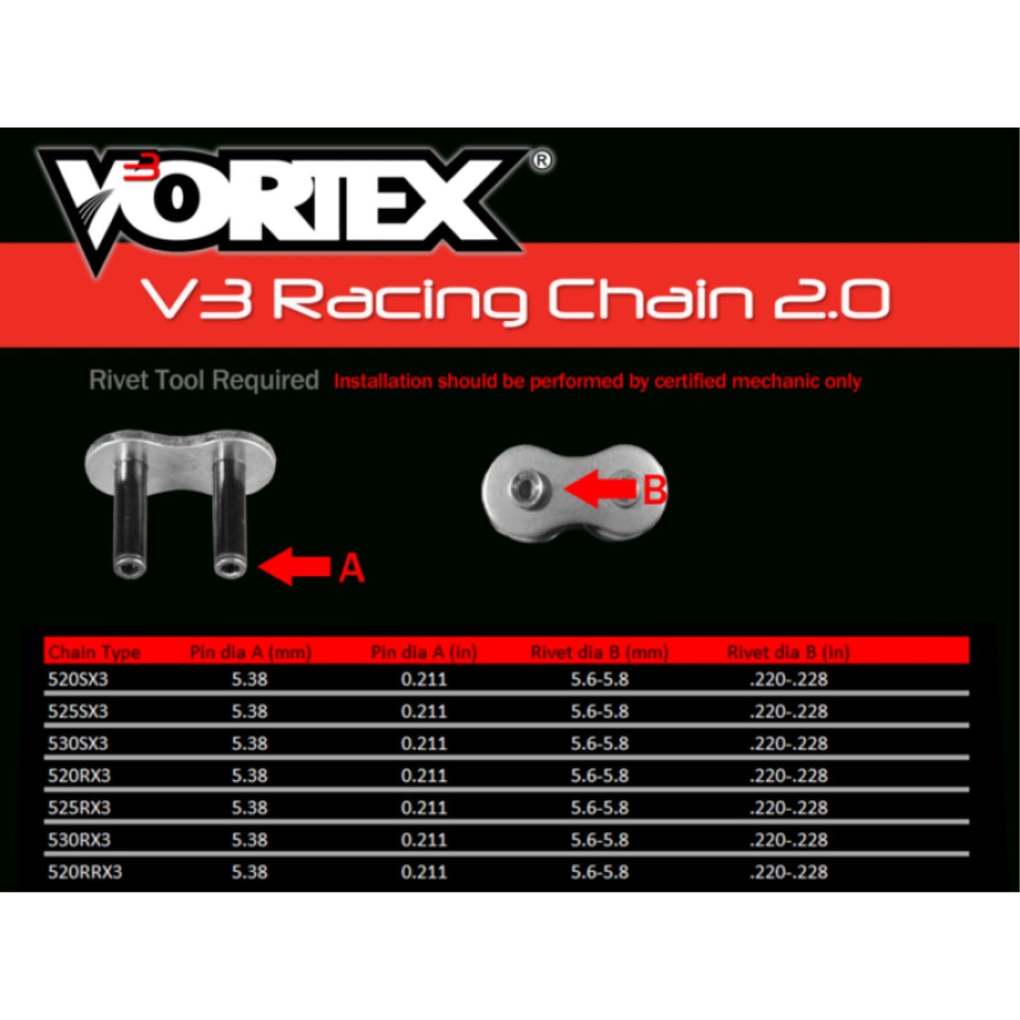 Vortex RX3 Chain 520 Rivet Master Link Gold [MPN: G520RX3-RCL]_1871415
