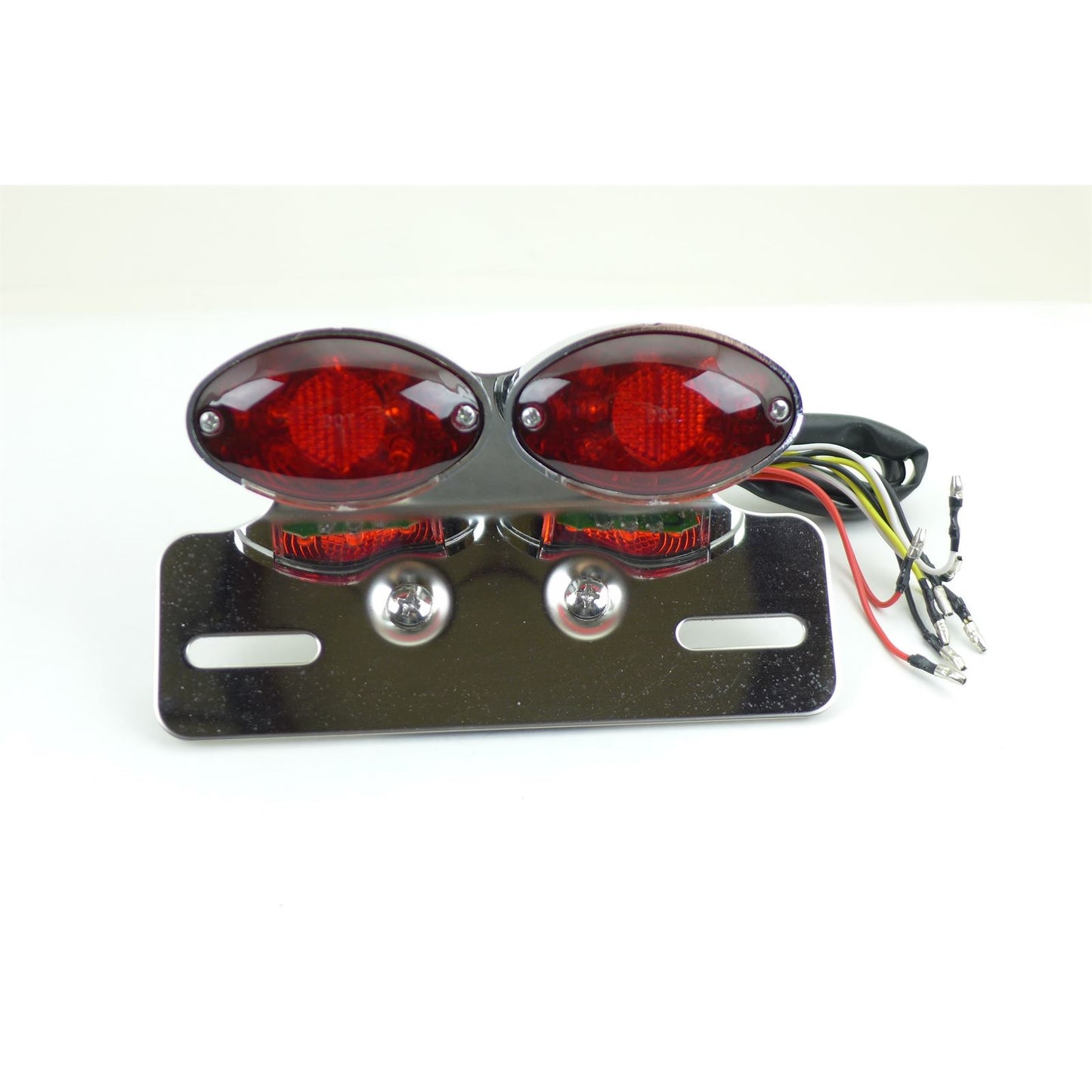 2FastMoto Taillight / Turn Signal Unit Chrome With License Holder - Red Lens 060-045_1153658