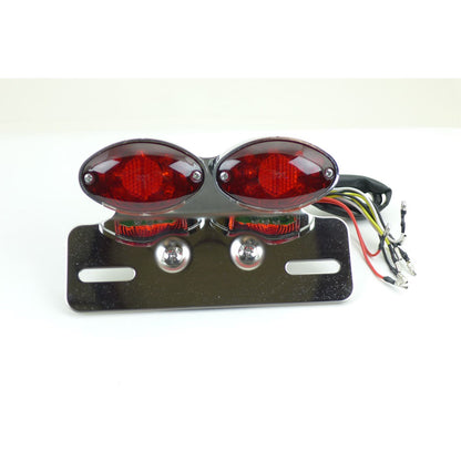 2FastMoto Taillight / Turn Signal Unit Chrome With License Holder - Red Lens 060-045_1153658
