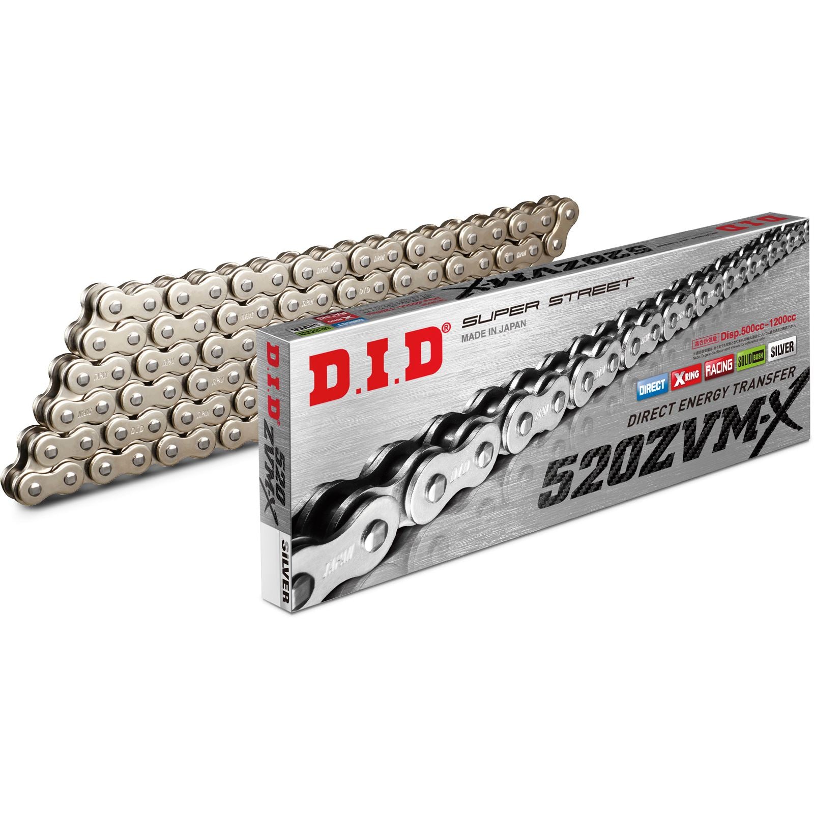 D.I.D. Super Street 520ZVMXS-120 Links X-Ring Chain Nickel [MPN: 520ZVMXS-120L]_29774