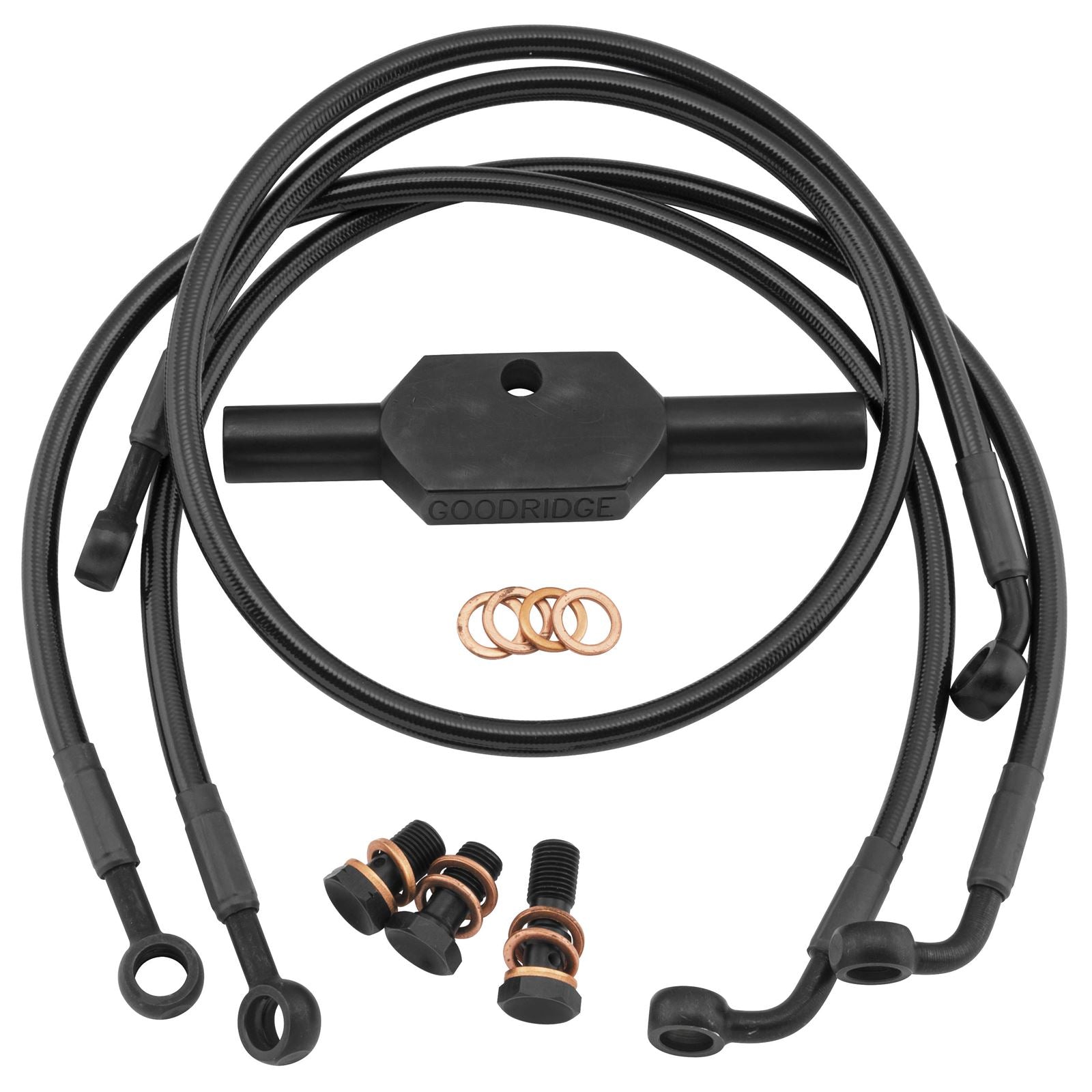 Goodridge Ebony Tri Front Kit +6 All FLH/FLT 08-13 [MPN: HD0091-3FPBK/BK+6]_32277