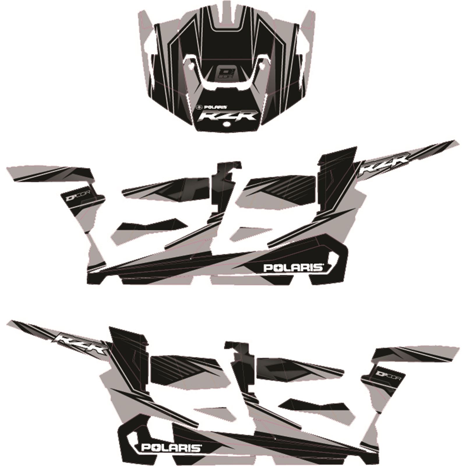 D'Cor Polaris RZR4 Complete Graphic Kit Silver/Black [MPN: 20-60-119]_33216