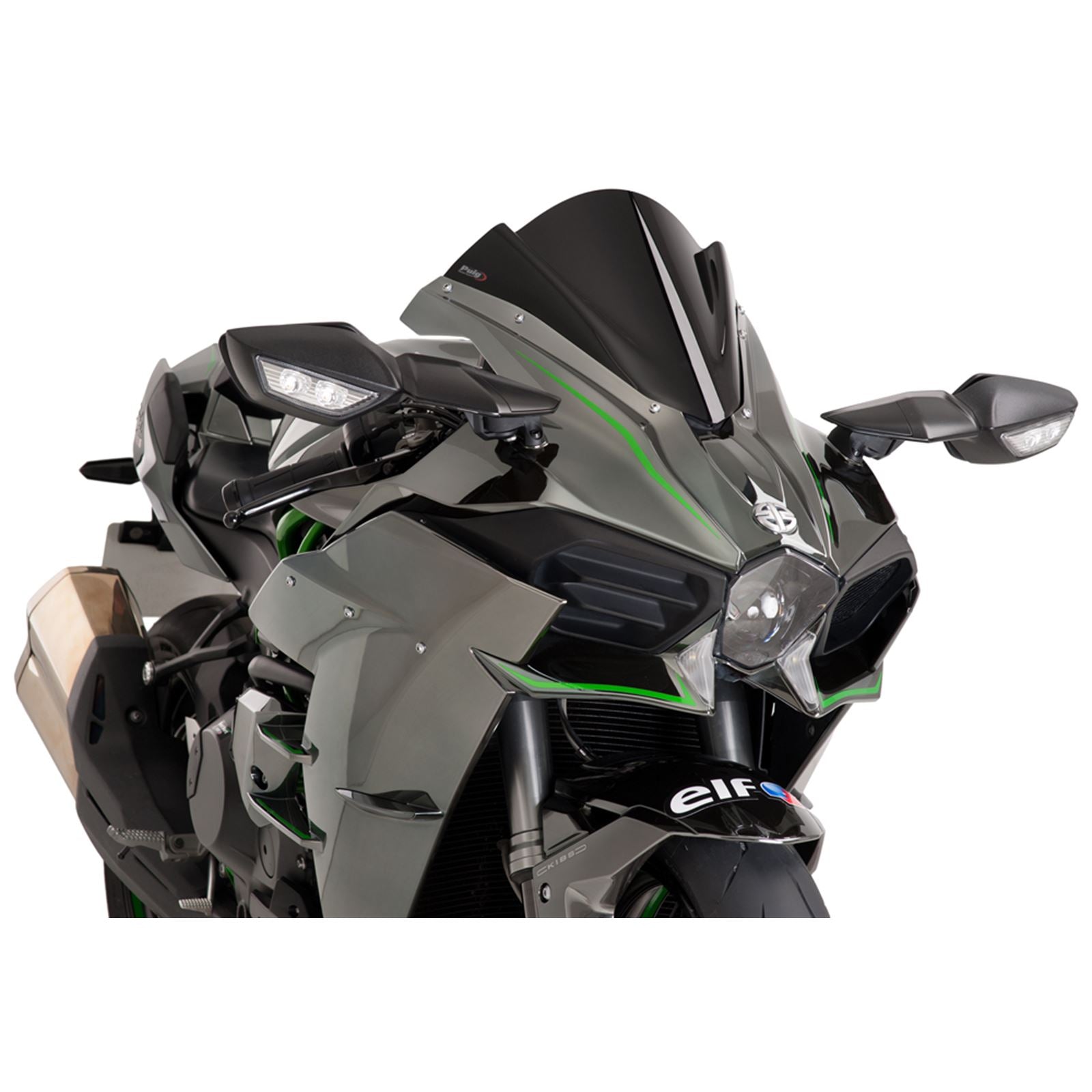 Puig Racing Windscreen - Black for Kawasaki  7631N_37257