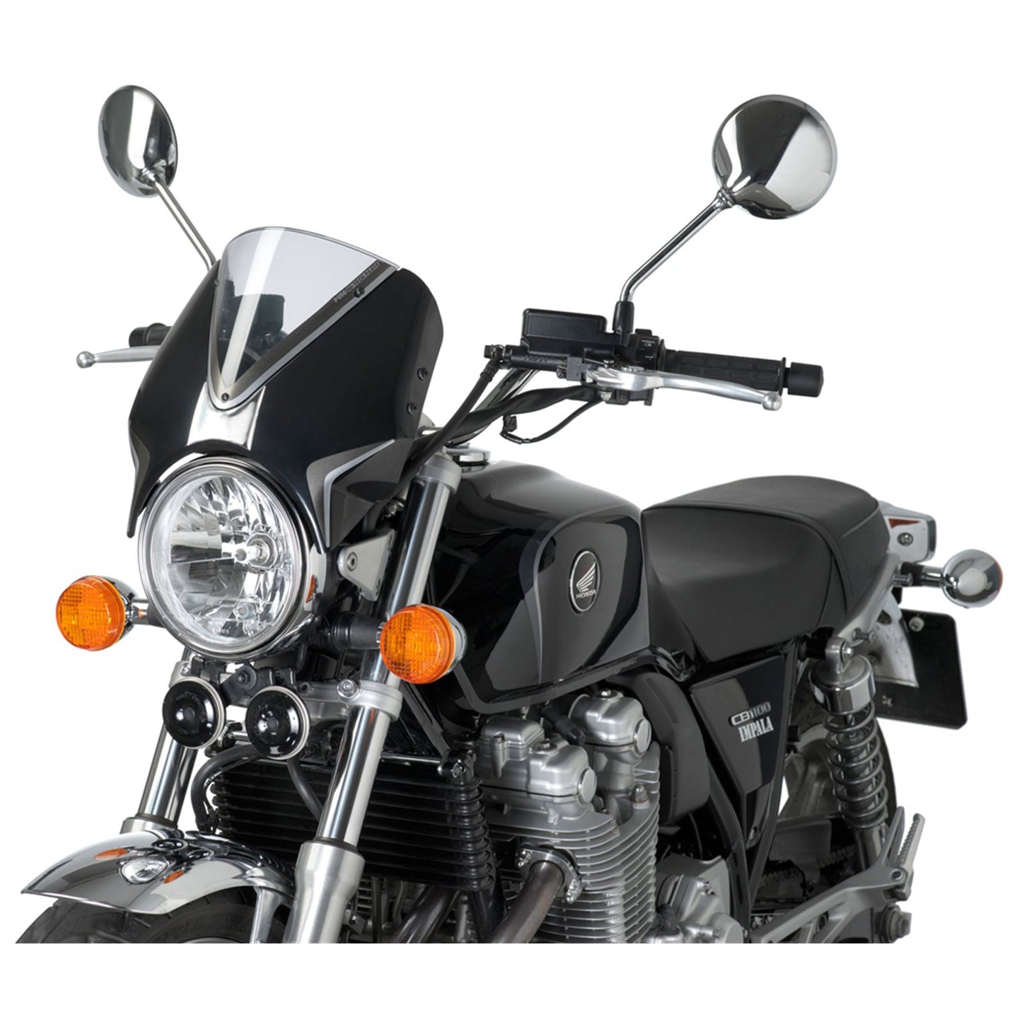 Puig Retrovision Windscreen - Black/Clear for Honda [MPN: 7593W]_37504
