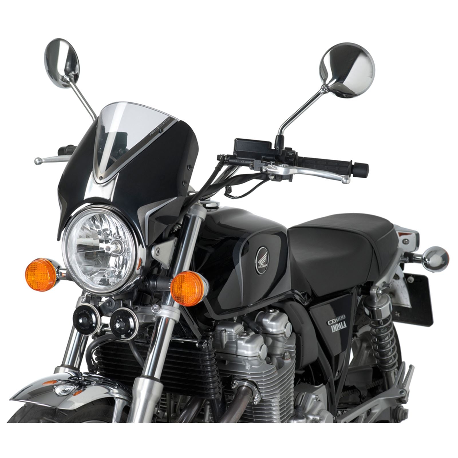 Puig Retrovision Windscreen - Black/Clear for Honda [MPN: 7593W]_37504