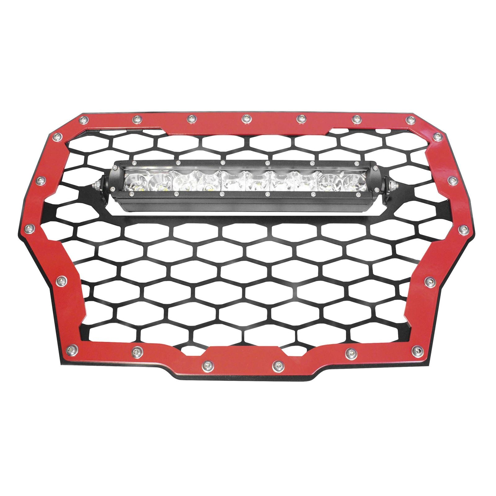 Modquad MQ Grill Black/Red with Light for Polaris Turbo [MPN: RZR-FGLS-T-RD]_39003
