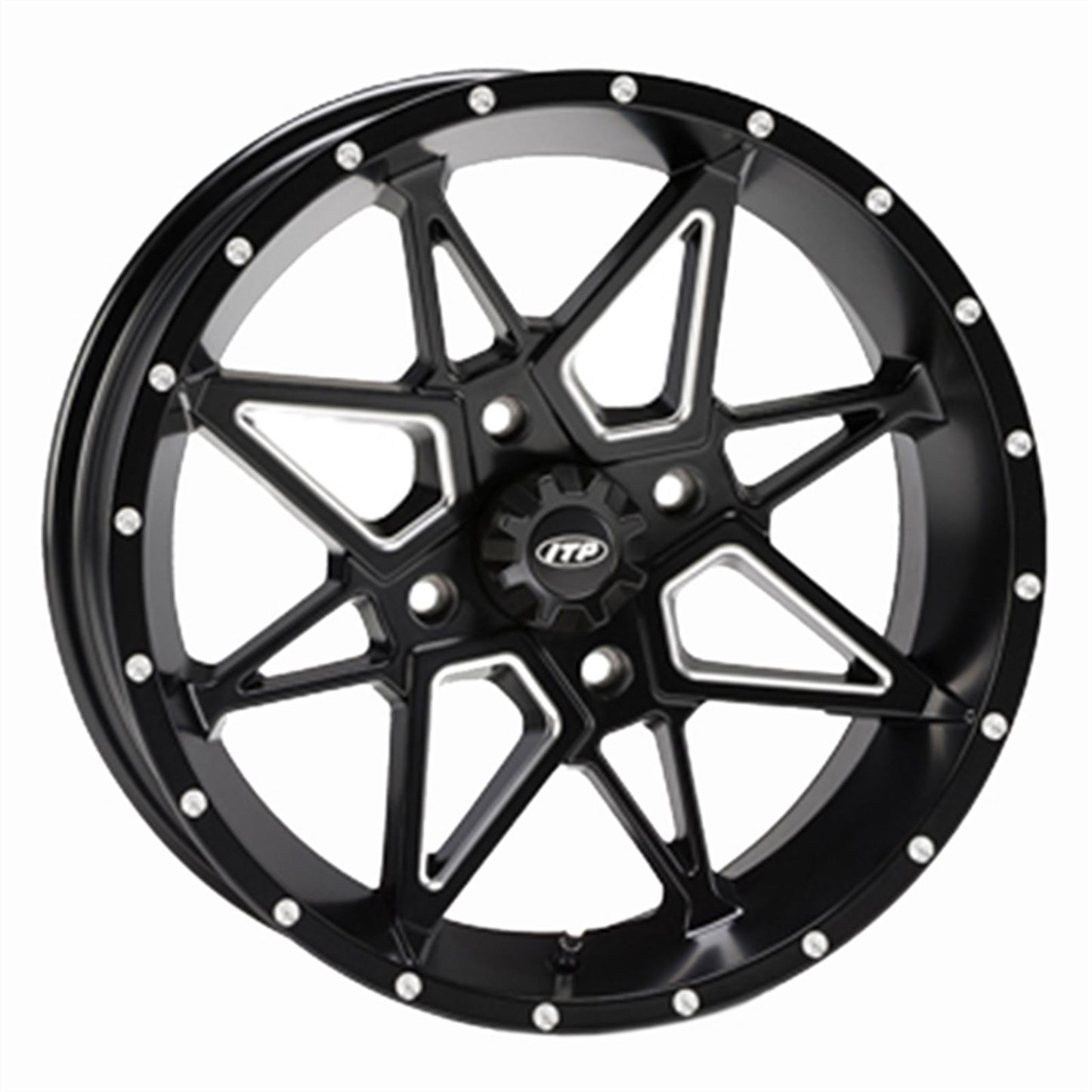 ITP Tornado Wheel - Rear 14x7 - 4/110 - 2+5 Matte Black/Machined 1421954727B_557079