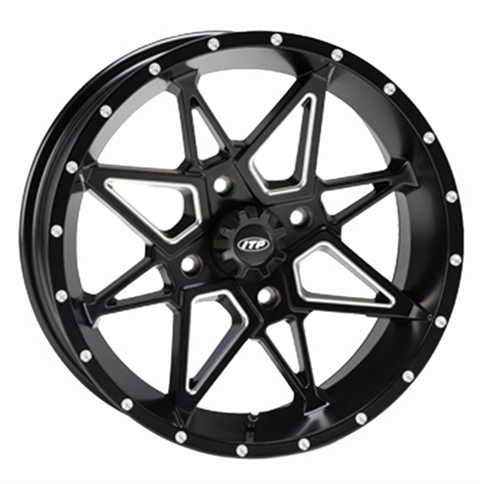 ITP Tornado Wheel - Rear 14x7 - 4/110 - 2+5 Matte Black/Machined 1421954727B_557079
