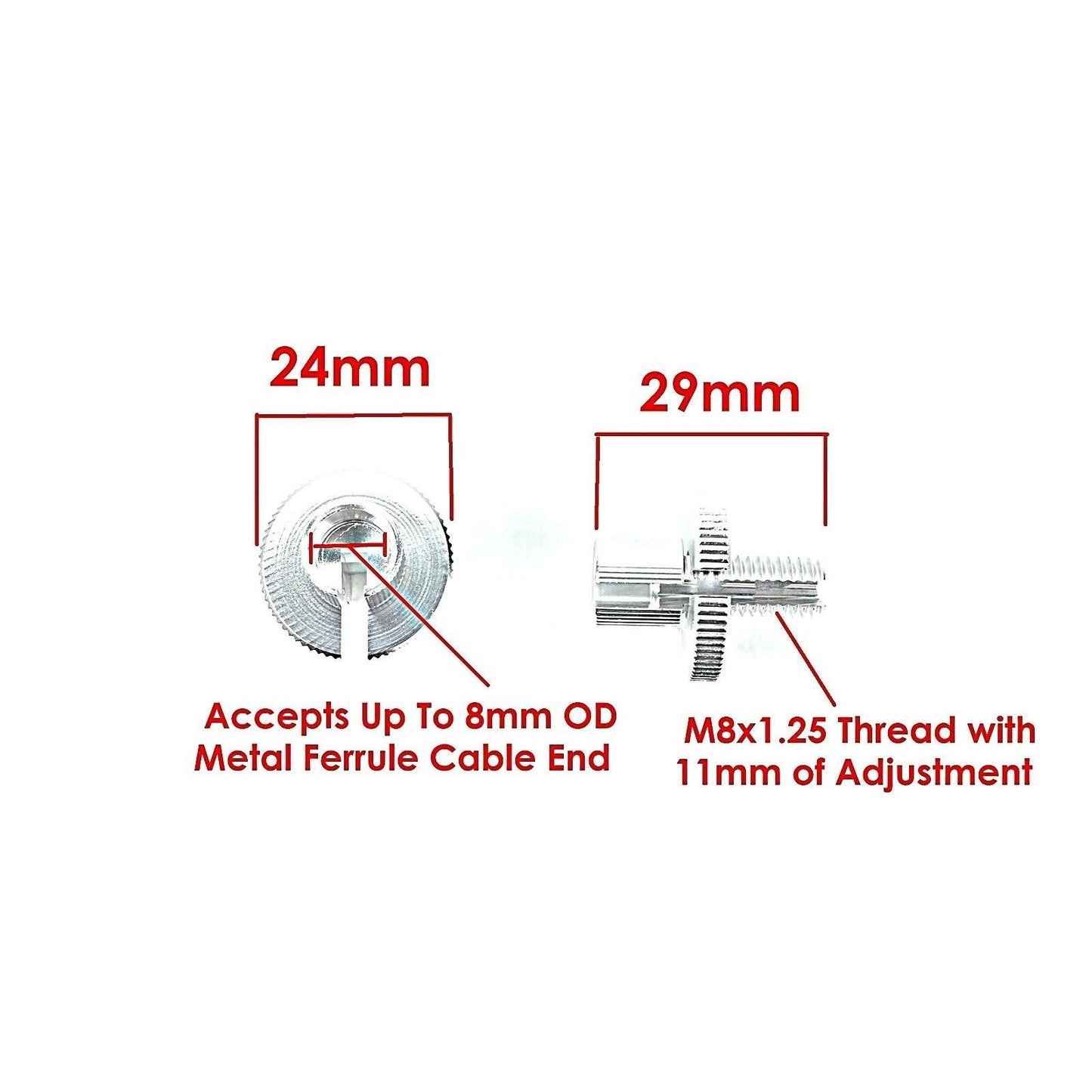 2FastMoto 8mm Anodized Aluminum Cable Adjuster with Larger Adjusting Nut 2 Pack 34-67082_670107