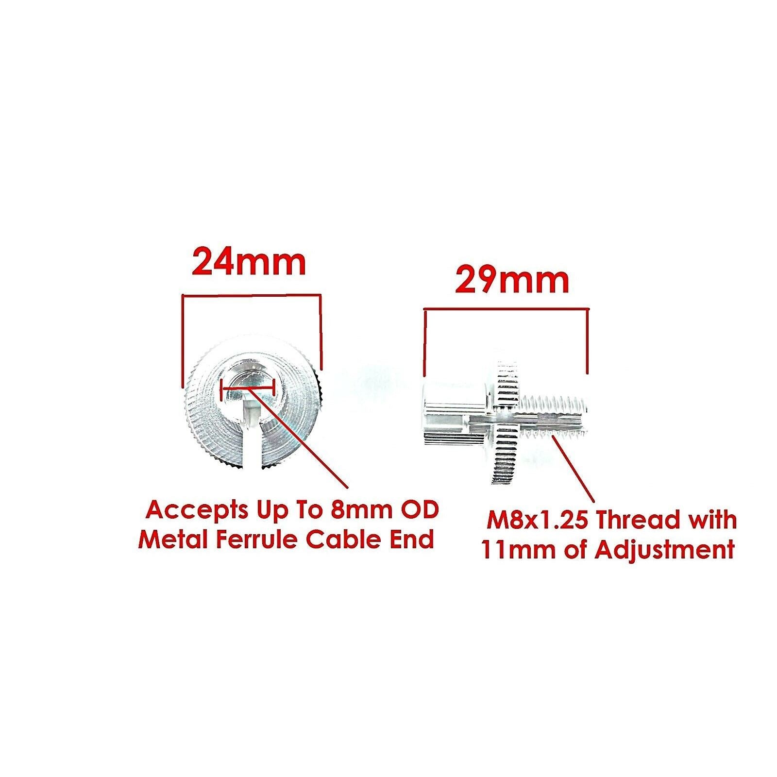 2FastMoto 8mm Anodized Aluminum Cable Adjuster with Larger Adjusting Nut 2 Pack 34-67082_670107