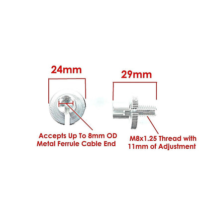 2FastMoto 8mm Anodized Aluminum Cable Adjuster with Larger Adjusting Nut 2 Pack 34-67082_670107