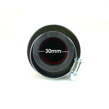 2FastMoto 30mm Small Round Tapered Pod Filter Black With Red Mesh 25-38017_670308