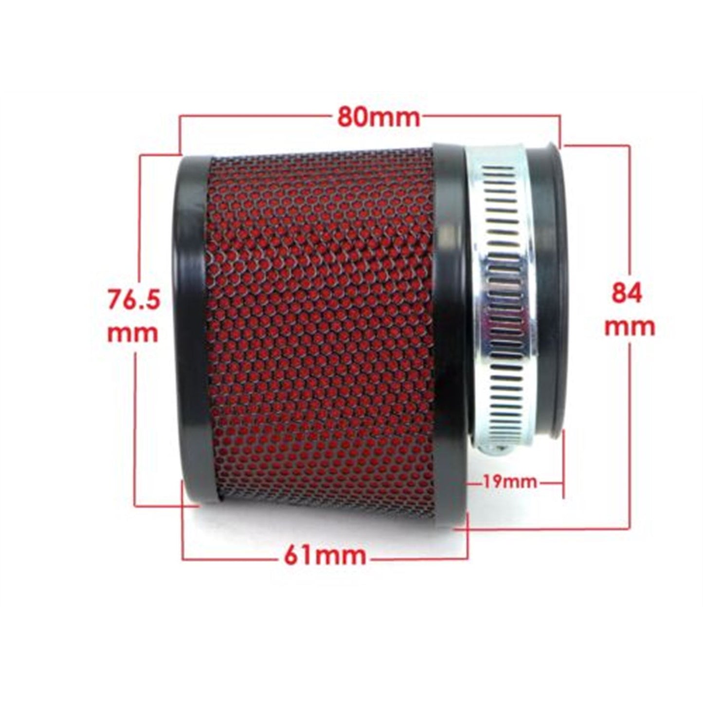 2FastMoto Pod Air Filter 45mm Oval Black Body/Cap with Red Foam  25-38036_632724