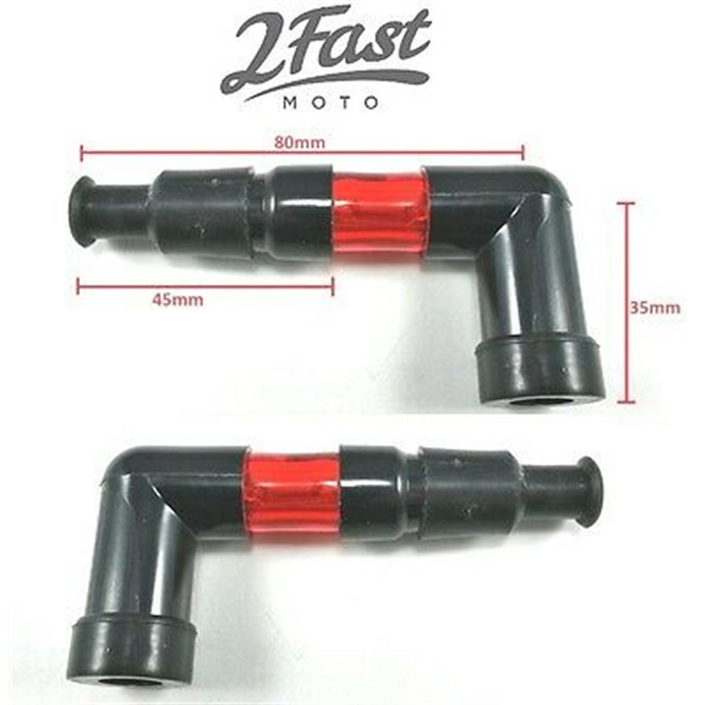 2FastMoto Lighted 90 Degree Red Neon Spark Plug Caps for for Honda - Pair 2fm-spc-24-red_635286