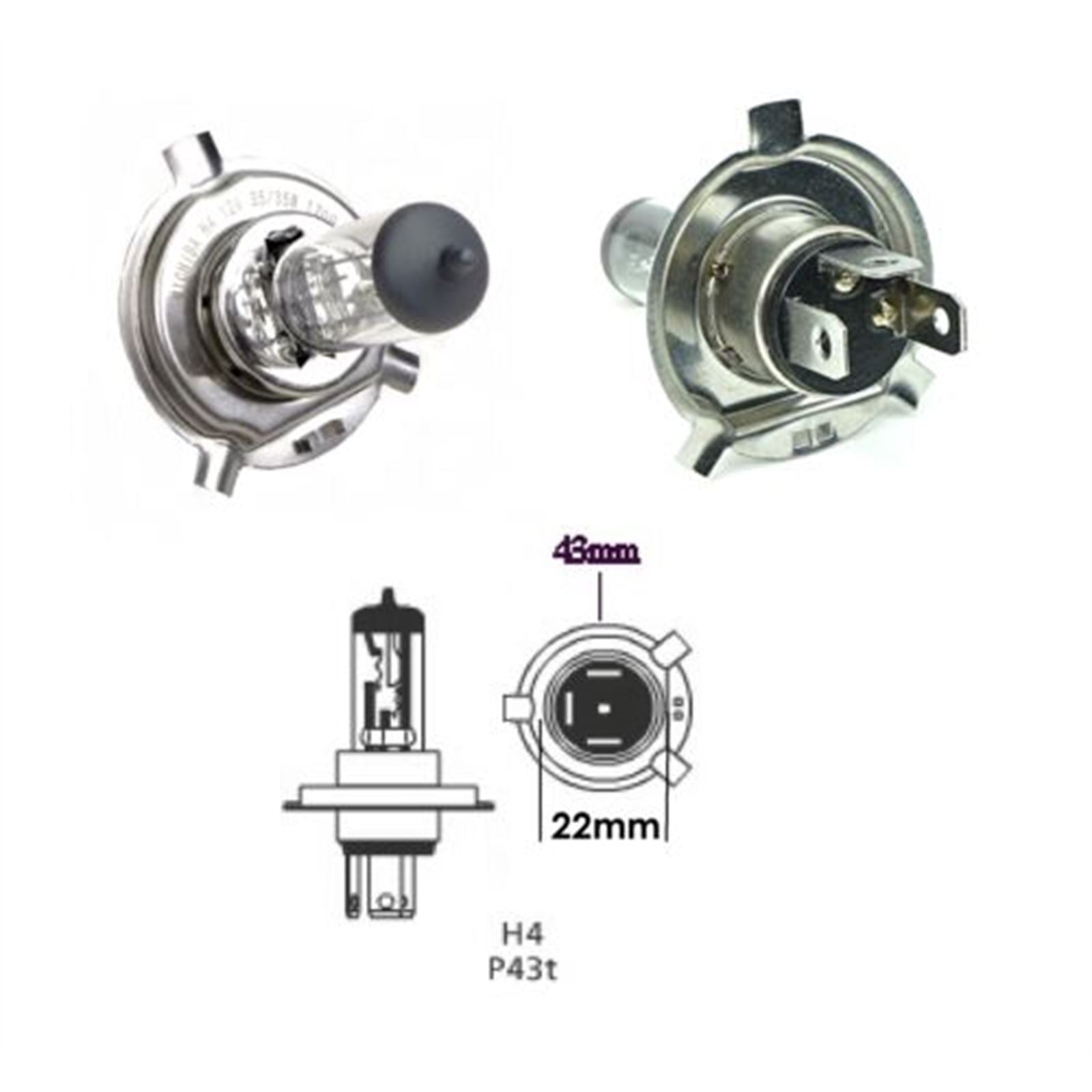 2FastMoto Headlight H4  P43T Bulb 12V 35/35W for Honda Yam 34901-mj6-732 / 1ml-84314-00-xx_636895