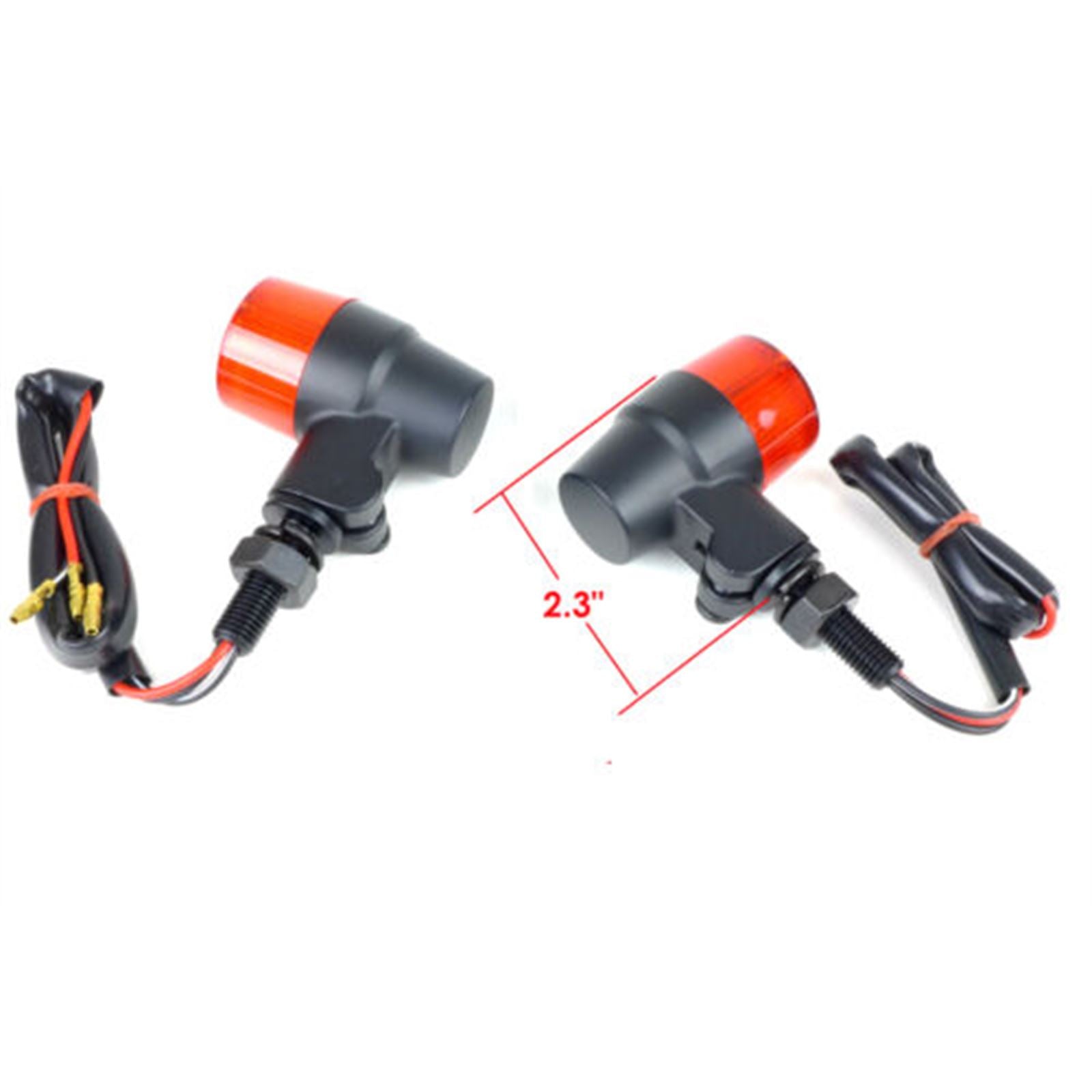 2FastMoto Pair of Marker Lights Turn Signals Black Body Red Lens - 3-Wire 12 Volt 25-8636_629828