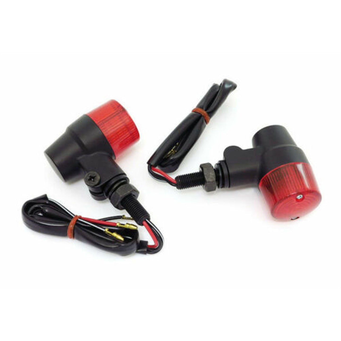 2FastMoto Pair of Marker Lights Turn Signals Black Body Red Lens - 3-Wire 12 Volt 25-8636_671894