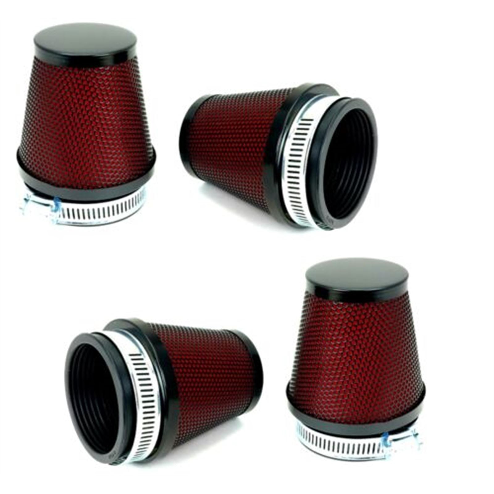 2FastMoto Large Pod Air Filters 39mm Round Tapered Black Body & Cap Set of 4  25-38025x4_648149