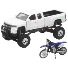 New-Ray Toys Replica 1:43 Truck/Race Bike Chevy - White and Yamaha Bike - Blue SS-54416_39933