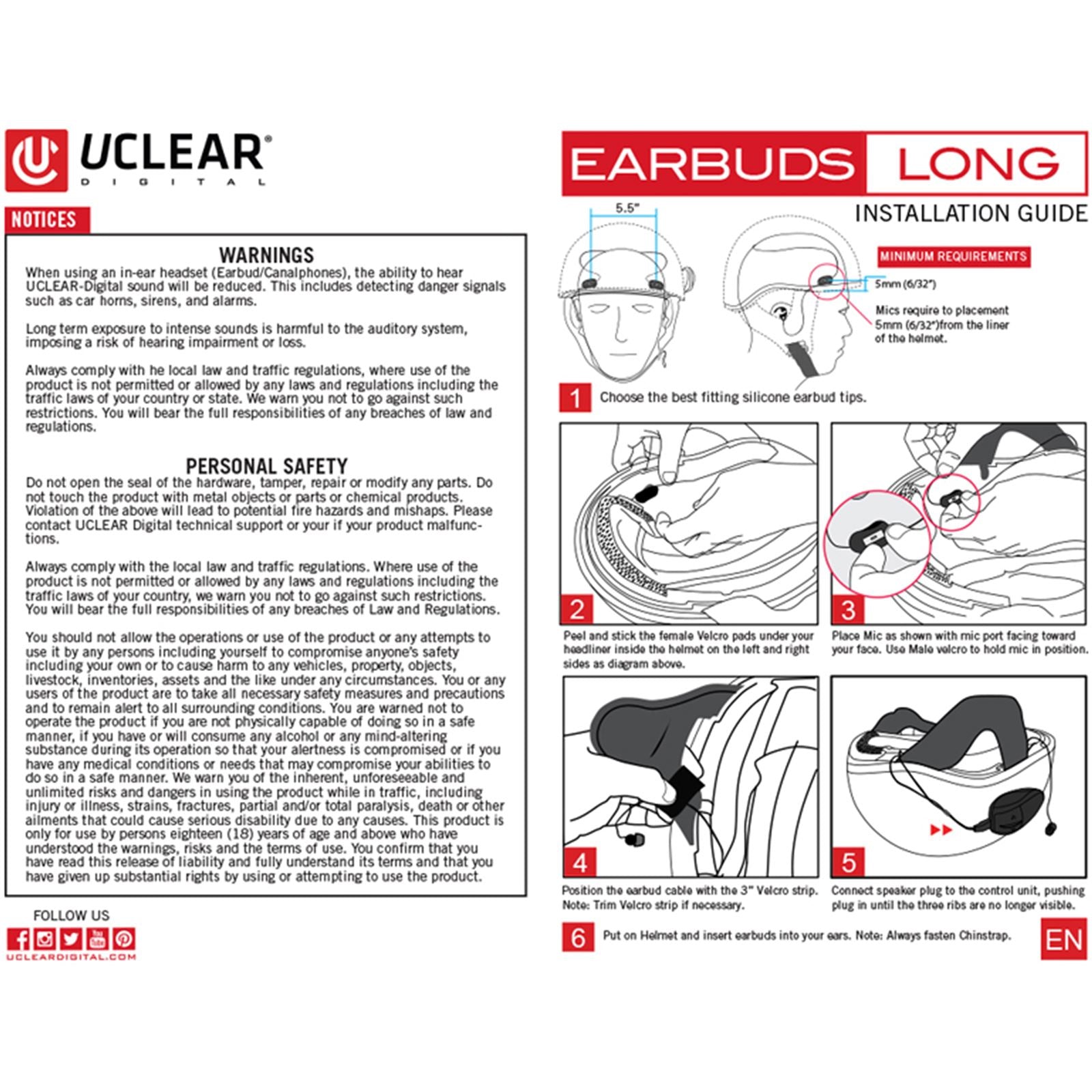 UClear Half Helmet Earbuds For HBC And Amp Series 11017_41606